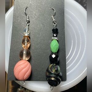 Totally💚🩷Wicked🩷💚 Czech Glass Earring/Pendants